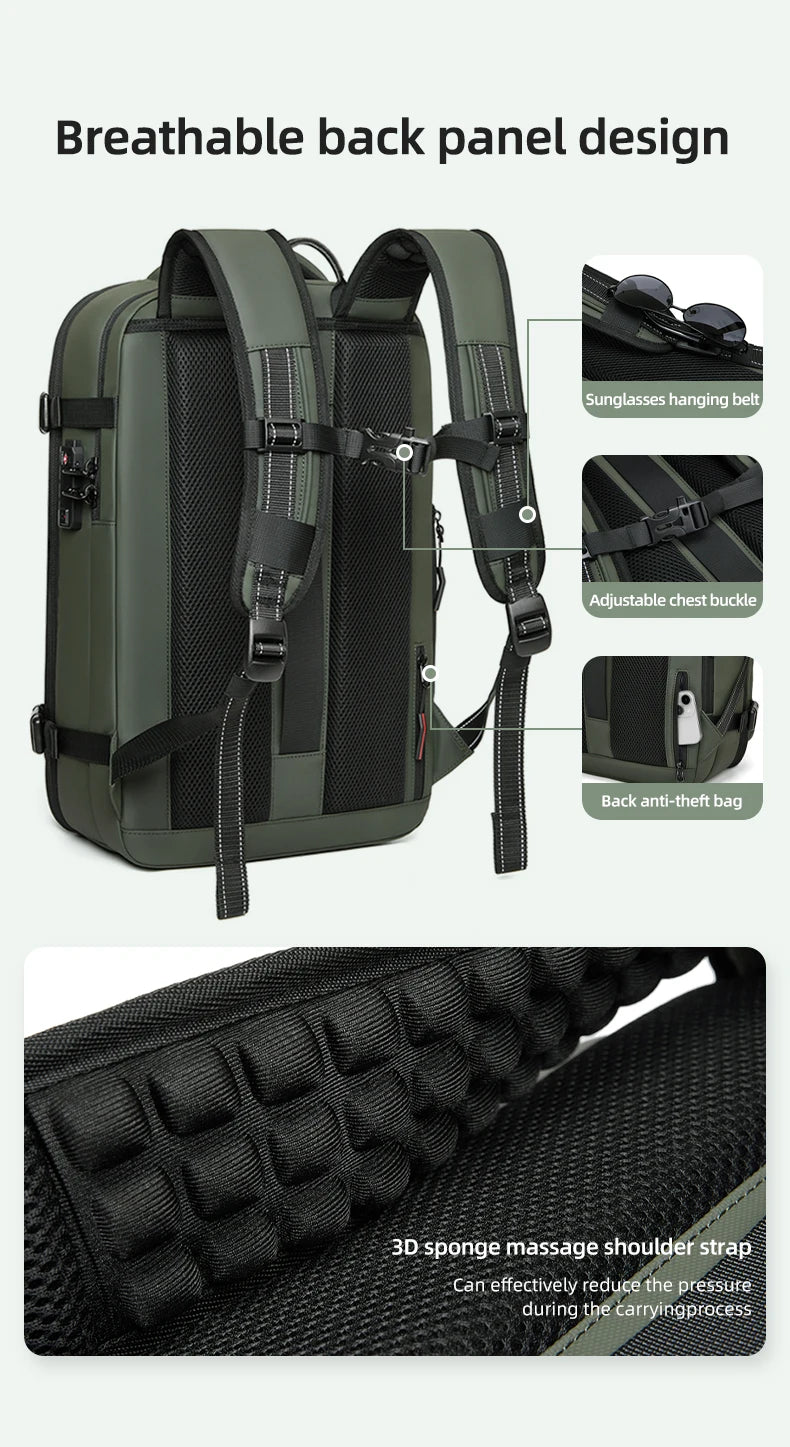 Men Travel Backpack 17 inch vacuum compression Laptop Backpack Extended Large Capacity school Backpack Hiking Business backpack