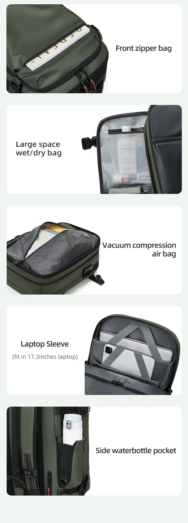 Men Travel Backpack 17 inch vacuum compression Laptop Backpack Extended Large Capacity school Backpack Hiking Business backpack