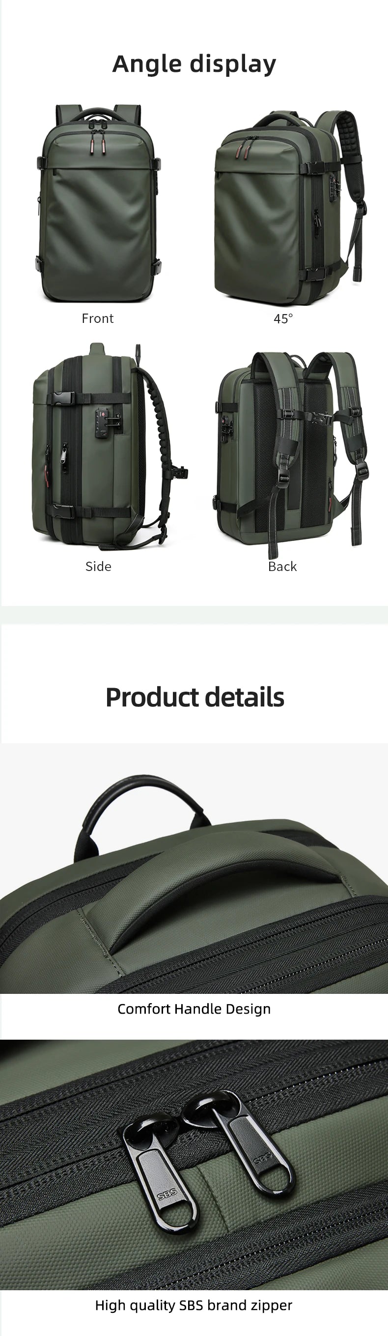 Men Travel Backpack 17 inch vacuum compression Laptop Backpack Extended Large Capacity school Backpack Hiking Business backpack