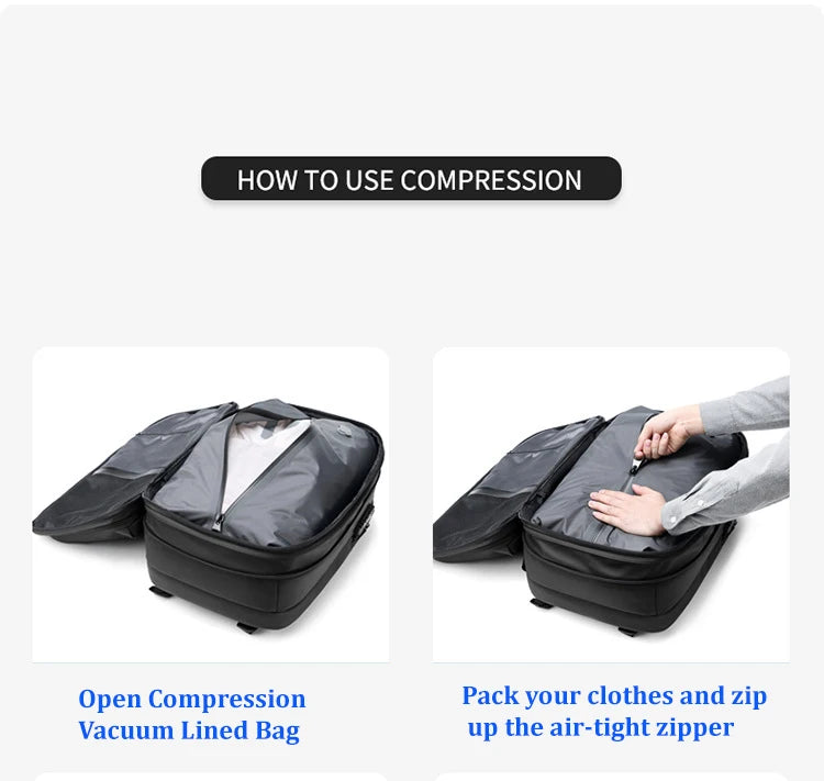 Men Travel Backpack 17 inch vacuum compression Laptop Backpack Extended Large Capacity school Backpack Hiking Business backpack